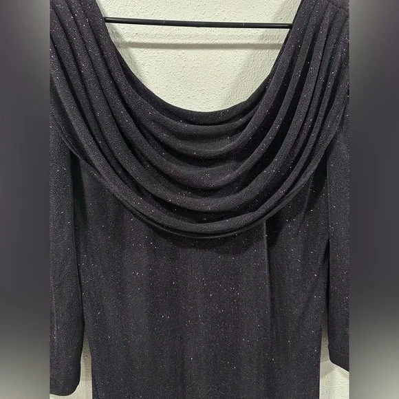 sachin and babi light blue dress Nwt Alex Evenings 3/4 Neck Side Slit Dress Black Metallic 16